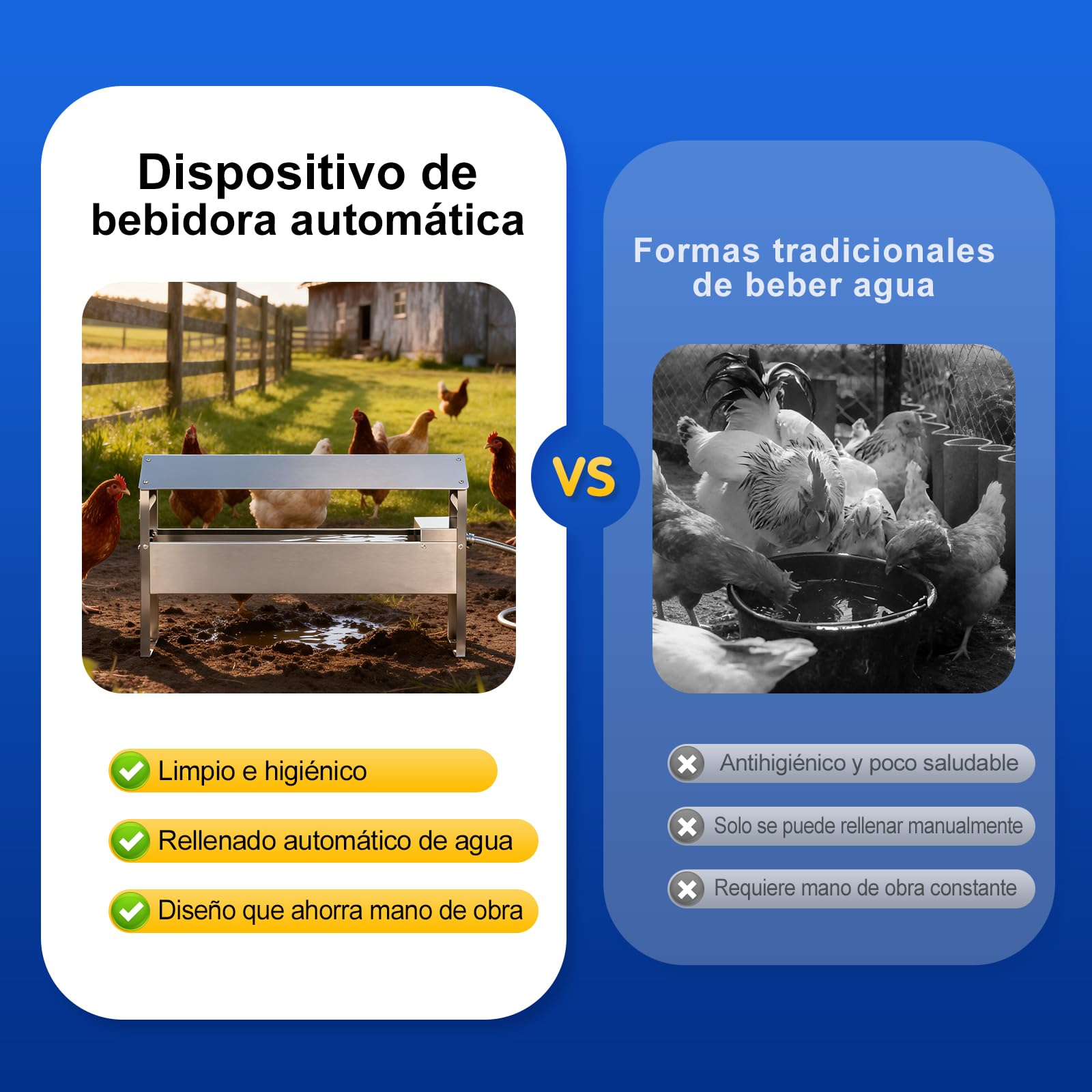 7 litros Bebedero Gallinas Automatico,Bebedero de Acero Inoxidable para Aves de Corral,Bebedero para Gallinas,Bebedero Anti-Desperdicio con Válvula de Flotador,Bebedero para Pollo para gallina