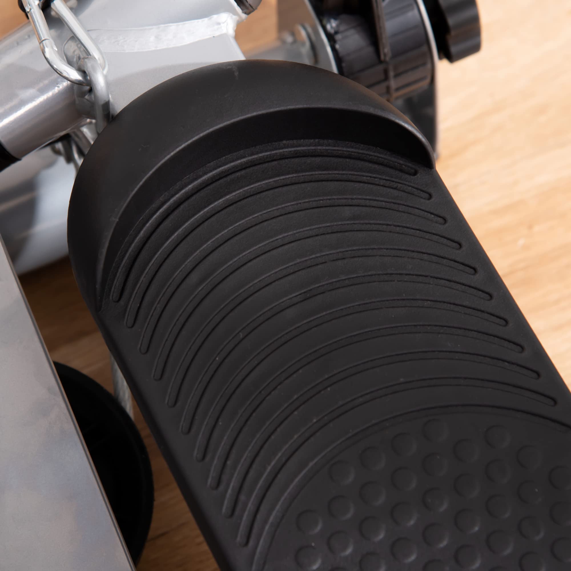 HOMCOM Stepper Fitness Casa con Manubrio e Bande Elastiche, Monitor LCD e Piedini Antiscivoli, Stepper in Acciaio e ABS, per Allenamento a Casa e Palestra, 54x40x135 cm, Argento e Nero