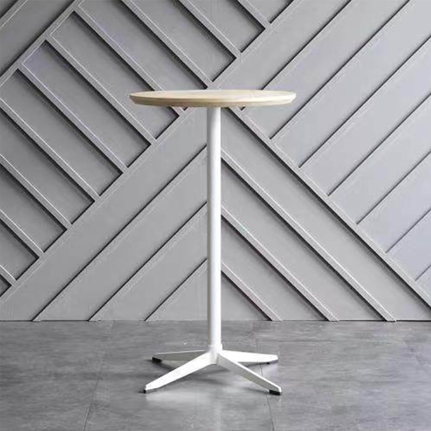 Vintage Tall Round Dining Counter Table Solid Wood Desktop Round Cocktail Bar Table with Metal Legs Height Side Desk for Home Outdoor Balcony Patio Café or Bar.(Wood,80cm/31.5in)