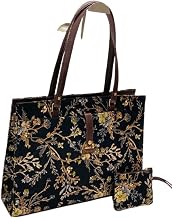 Stylish Laptop Bag for Women | Office Tote Bag fits 15.6/16 Inch Laptop | Large Work Shoulder Bag | Purse for Travel, Office, daily College Use | Women Laptop Handbag (Bloom Jet Black)