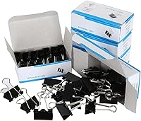 Vista 3 de 144 clips de carpeta de 1 pulgada, abrazaderas de papel medianas negras para suministros de oficina, clips metálicos anchos, abrazadera grande