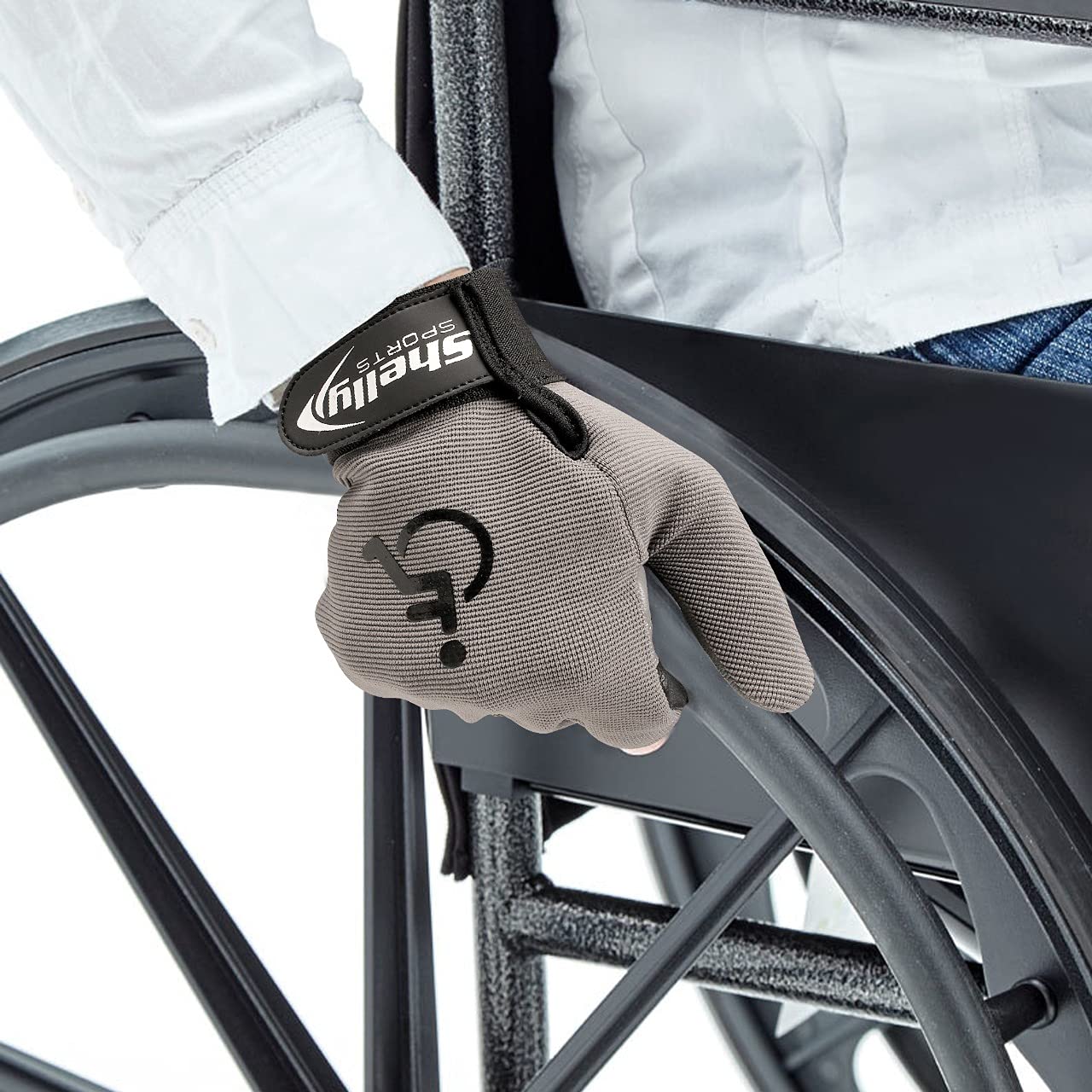 Shelly - Gants Sans Doigts Pour Fauteuil Roulant - Paume Cuir Rembourrée - Dos Respirant - Taille S à XL
