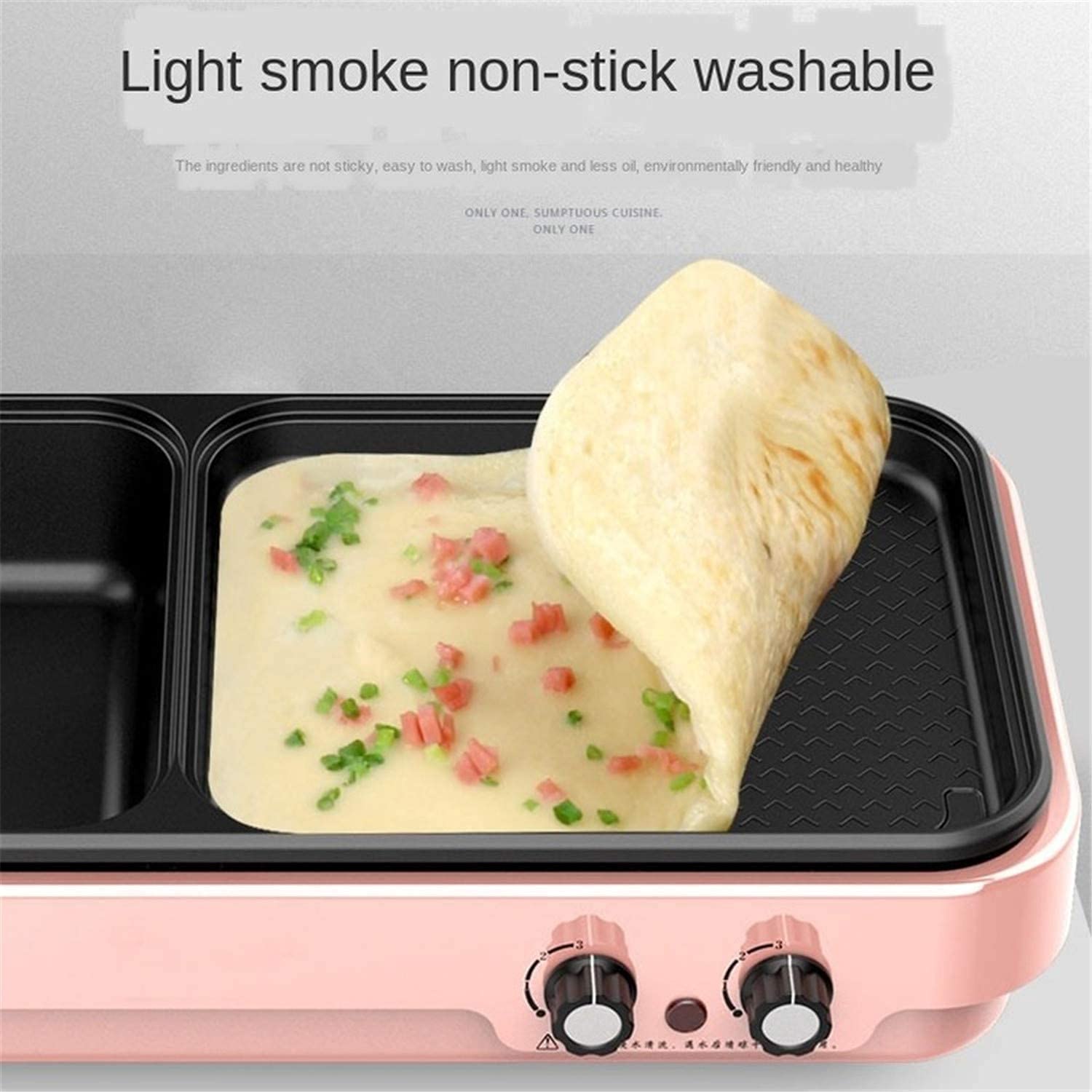 Parrilla Eléctrica Plancha de Asar Sartén eléctrica para Hornear Barbacoa Interior Parrilla eléctrica para ollas Calientes Adecuado para reuniones Familiares 1016(Color:B)