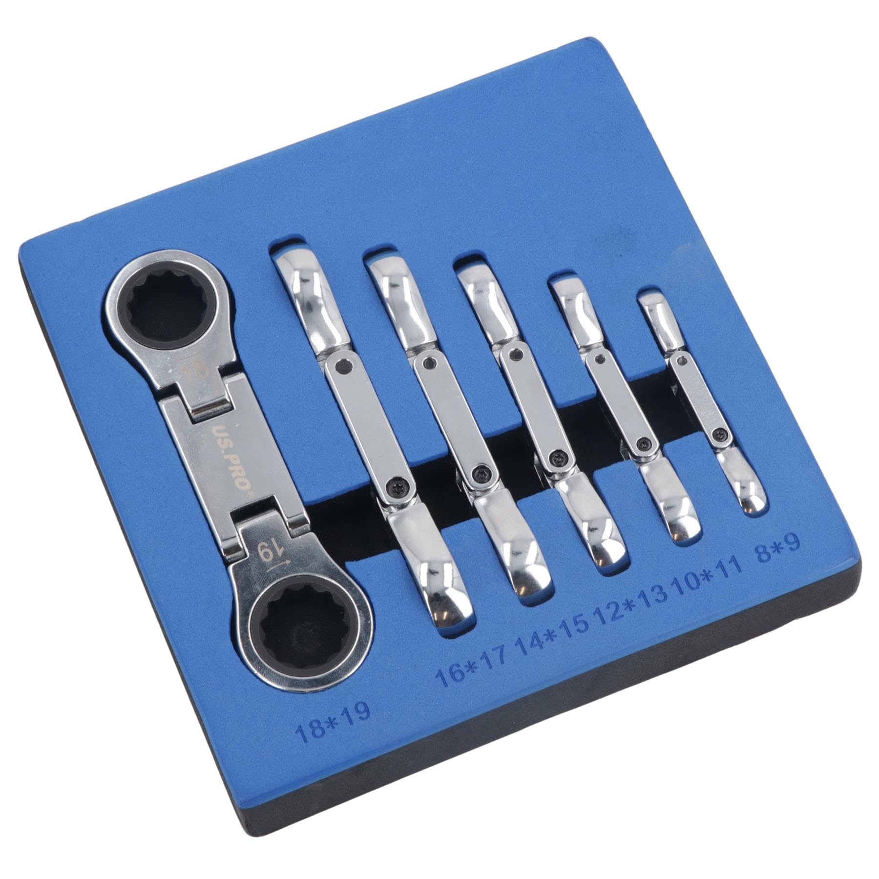 AB Tools Zestaw kluczy metrycznych z podwójną głowicą Flexi 8 - 19 mm 6 szt. 72 zęby