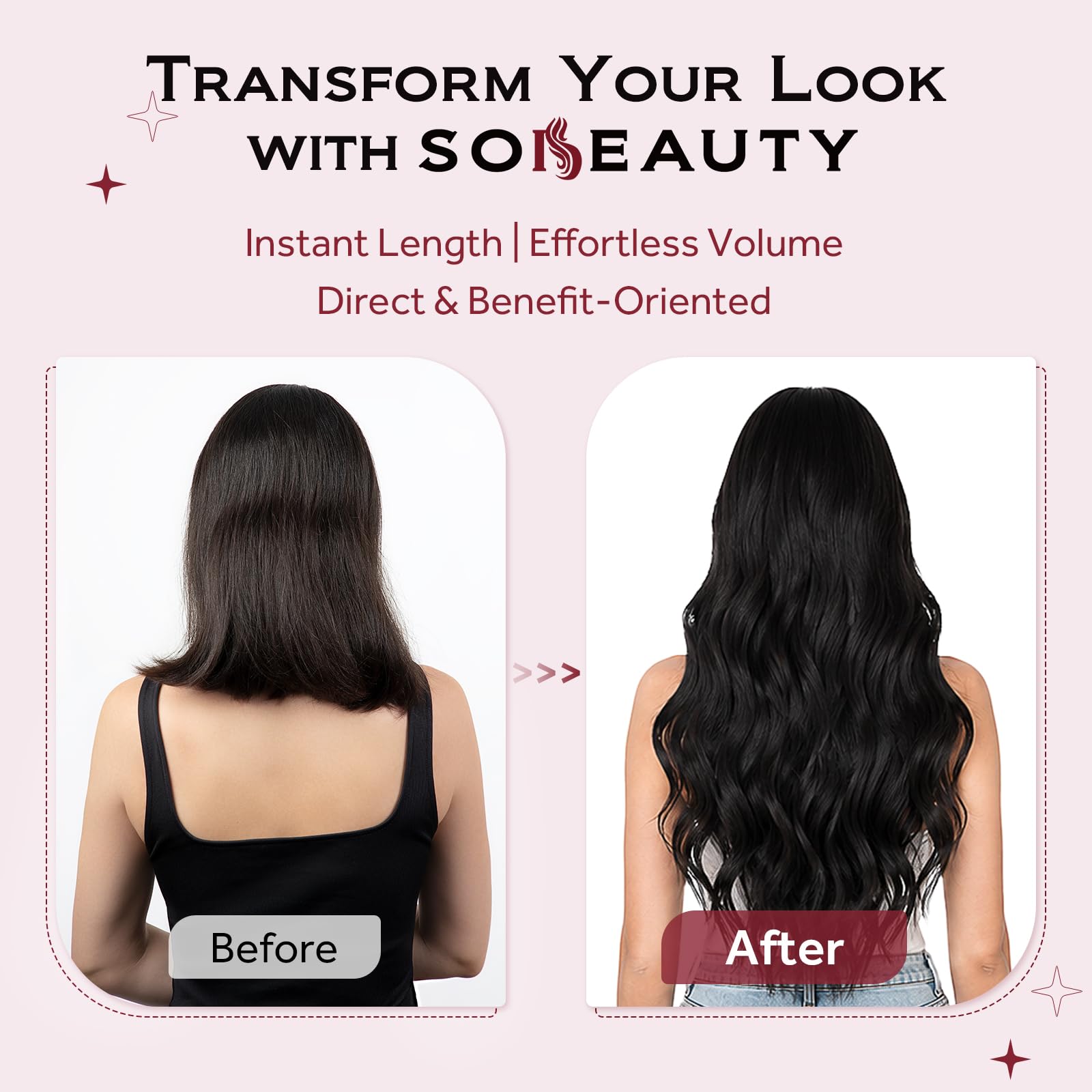 Echthaar Clip In Extensions Schwarz #1, Natürliches Volumen 50cm | 120g 7Pcs Tiefschwarz Echthaare mit Unsichtbare Klipps für Volle Kopfabdeckung
