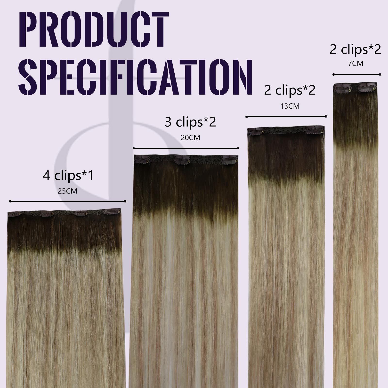 Fshine Clip Reale Dei Capelli Umani Di Nelle Estensioni Dei Capelli Brown Fading a Cenere Bionda E Platino Bionda Diritta Reale Dei Capelli Umanii 60cm 120g 7pcs