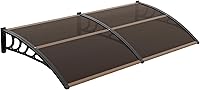 VINGLI 40x80 Polycarbonate Door Awning - Exterior Window Canopy for Rain Snow Sun UV Protection (Brown Board, Black Bracket)