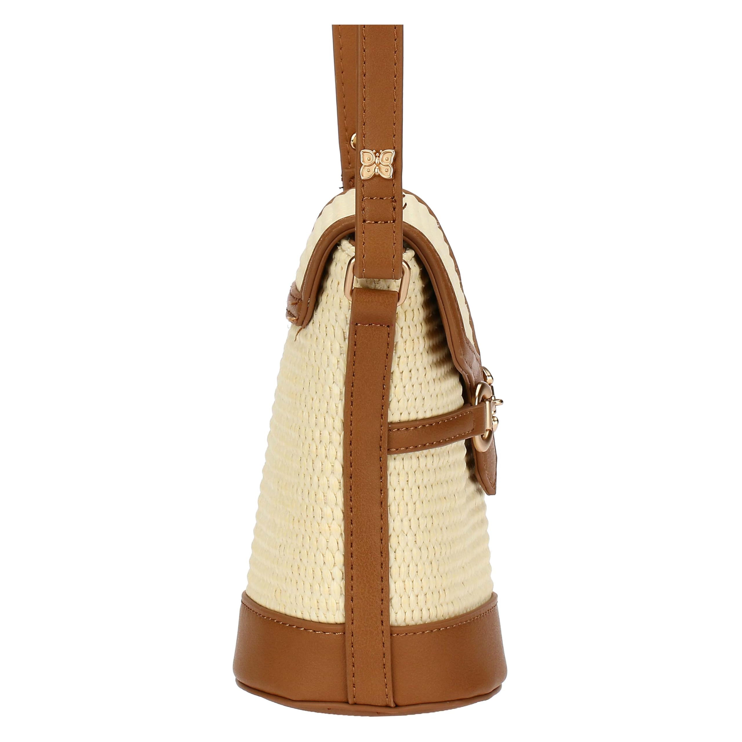 THUN - Borsa secchiello in paglia ed ecopelle, Materiale principale 65% PP, 35% cotone, Fodera 100% Poliestere, Rifiniture 100% Poliestere, Metallo, Collezione Sempre con Me, 11.5 x 9.5 x 17.5 cm