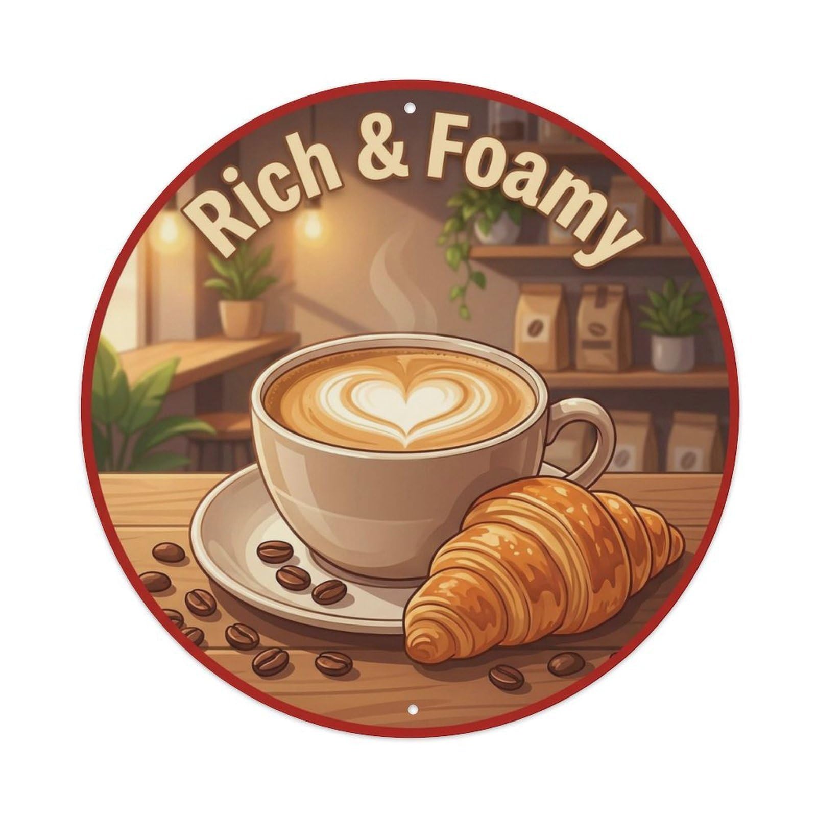 Okahys 8X8inch(20X20cm) Coffee Latte Vintage Gourmet Food Metal Tin Sign