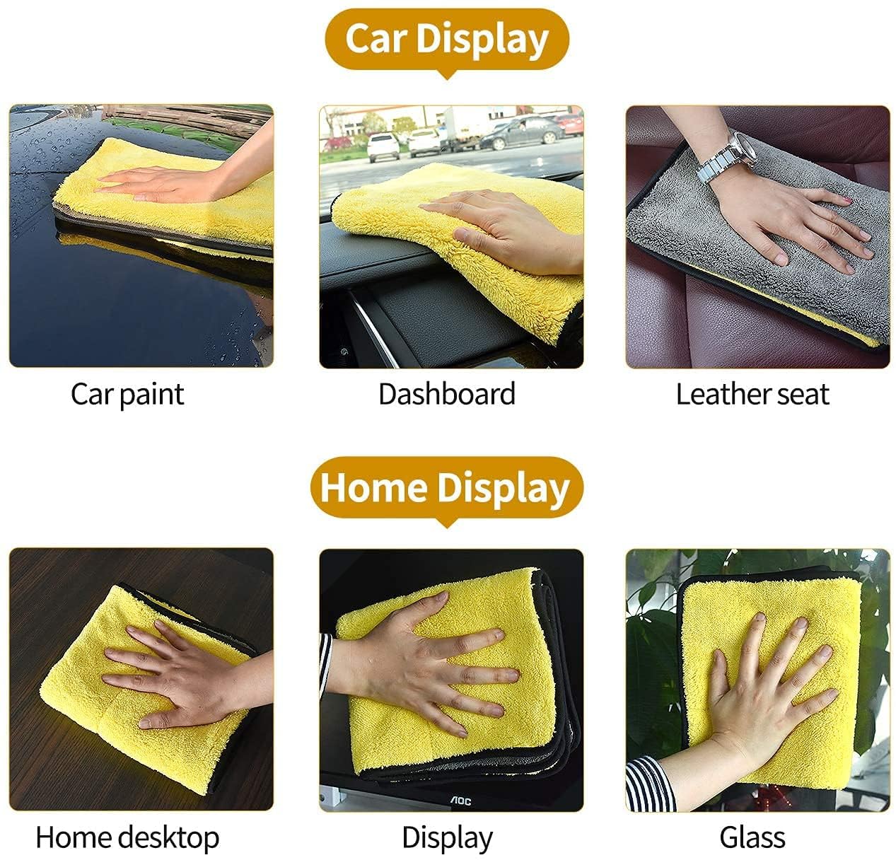 Auto Hub Heavy Microfiber Cloth for Car Cleaning and Detailing, Double Sided, Extra Thick Plush Microfiber Towel Lint-Free, 600 GSM (Size 40cm x 40cm)/Pack of 4, Color: Mix, Multi Color 3
