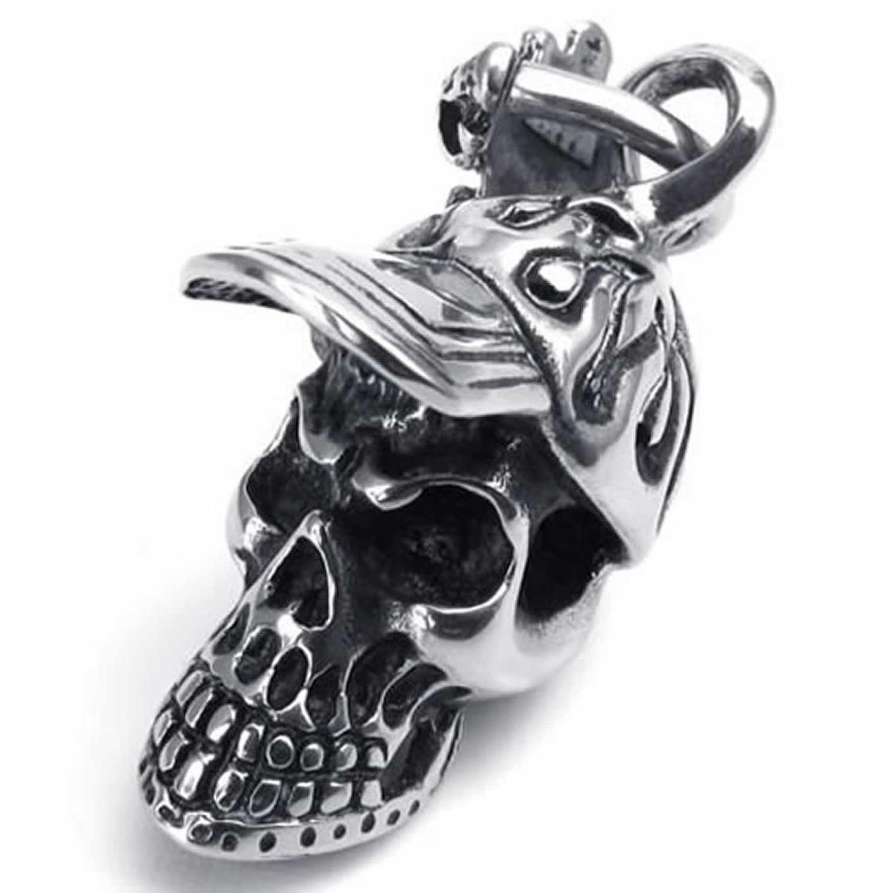 Collier crâne homme en acier inoxydable robuste pendentif biker rétro - 7