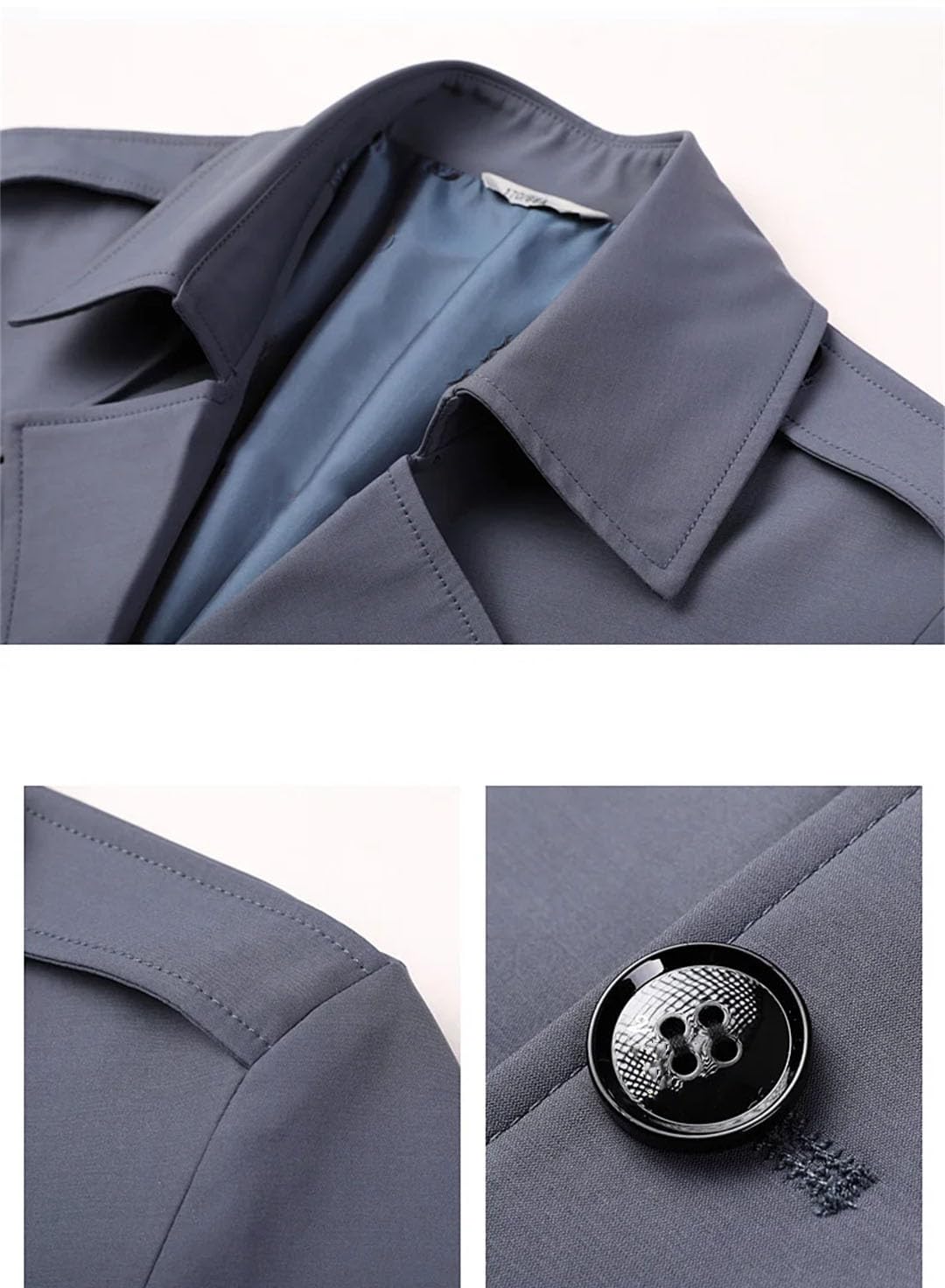 Uomini Risvolto Lungo Trenchcoat Solido Monopetto Capispalla Business Casual Giacca