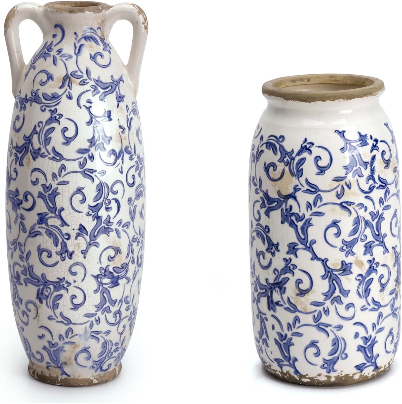 VICTOR & TERESA Ceramic Vases Bundle for Home Decor, Table Accent, Mantel, Living Room,Shelf, Centerpieces-2 Items