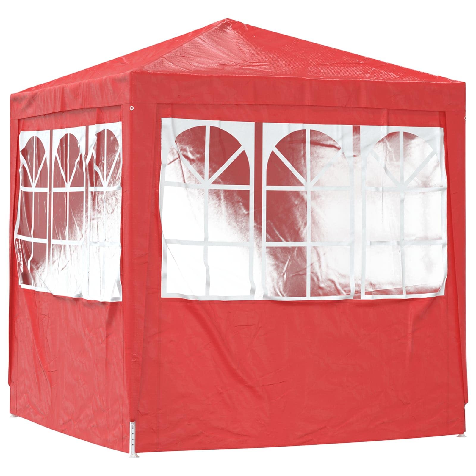 Tienda de campaña para fiestas, color rojo, 200 x 200 x 240 cm, de polietileno y acero, con pared lateral, ventana, protección UV y techo resistente a la intemperie para jardín, terraza