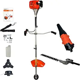 Roçadeira a Gasolina 52cc 2,5HP Profissional Bipartida com Adaptador Podador de Cerca Viva e Soprador de Folhas Carbon Fak