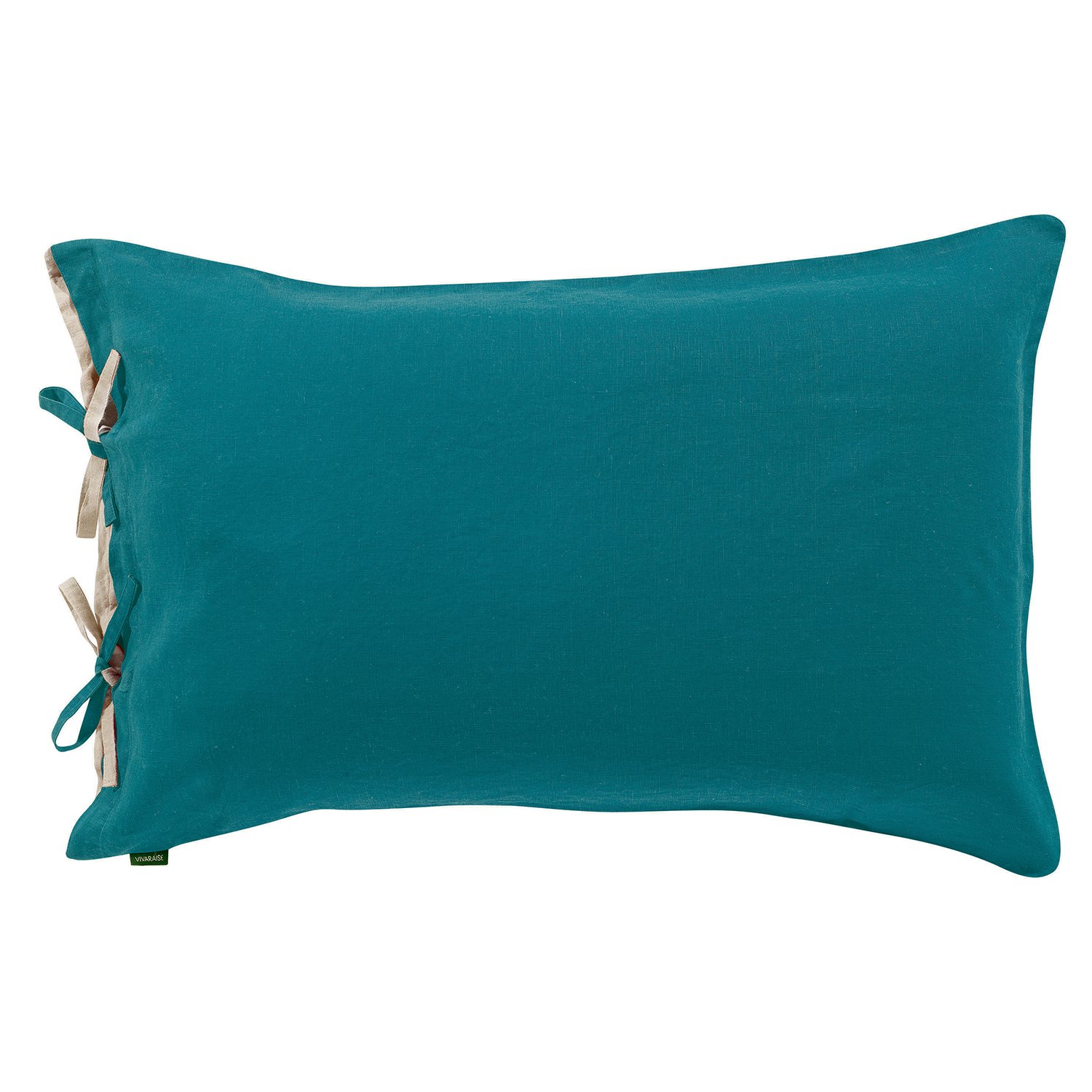Taie d'oreiller rectangulaire Vivaraise Zephyr bleu canard en coton stonewashed