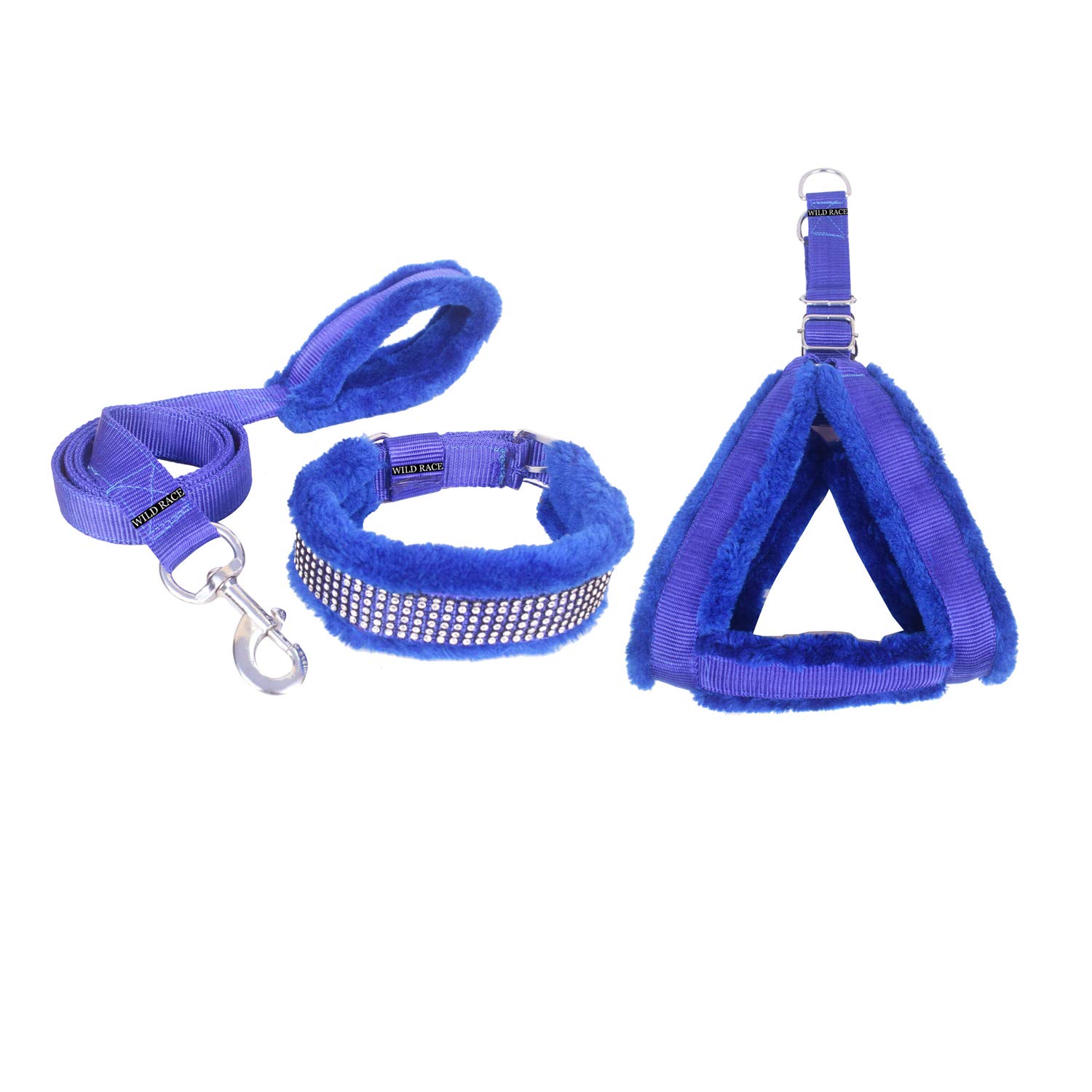 Wildrace Soft Fur and Nylon Blue Dog Collar, Harness and Leash Combo Pack for Medium Breed Dogs (B081T7Z75K) Amazon Price History, Amazon Price Tracker