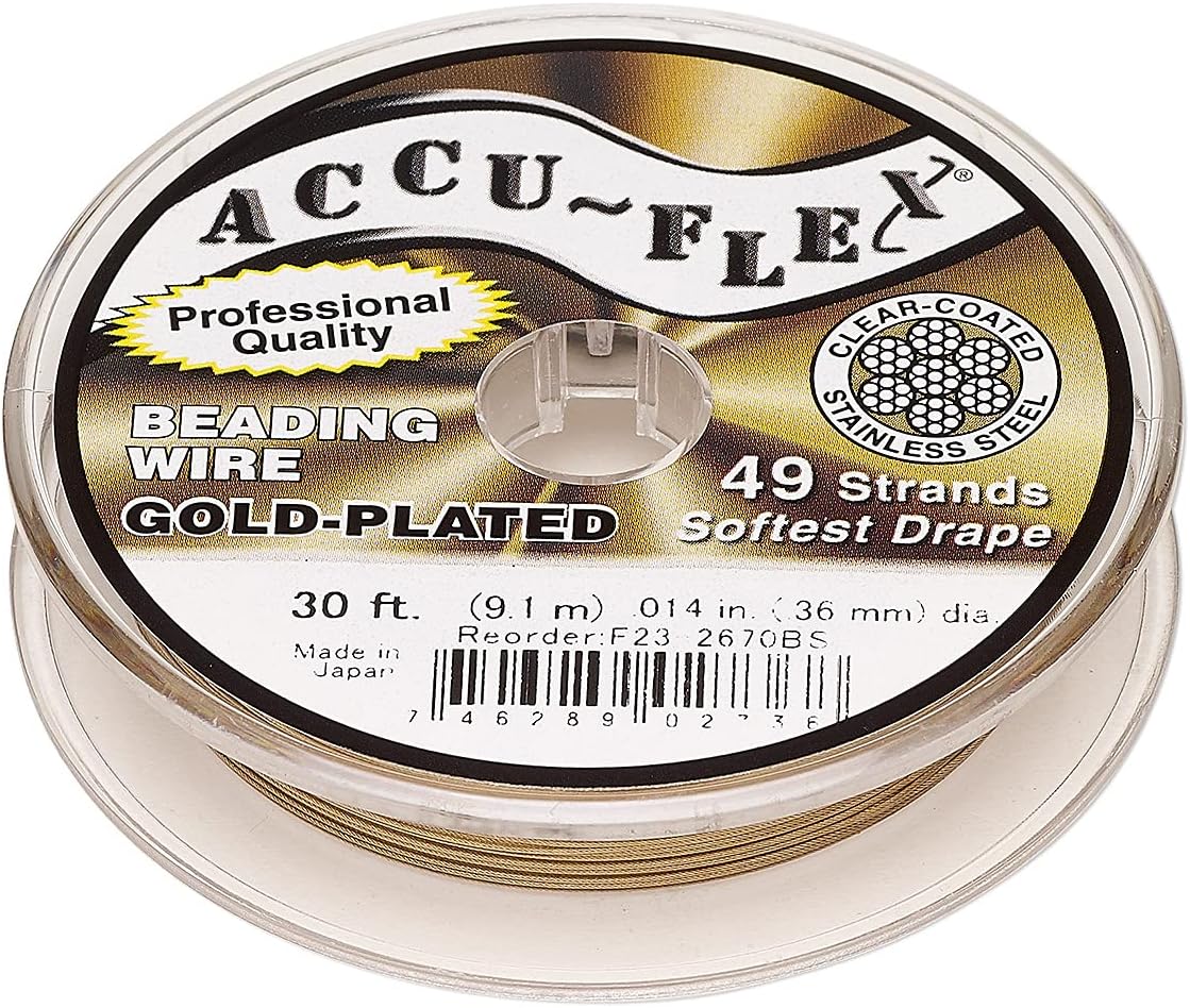 Accuflex AccuFlex Beading Wire 24Kt GoldPlated 49Strand .014 Inch 0.36mm Dia. 30 Feet