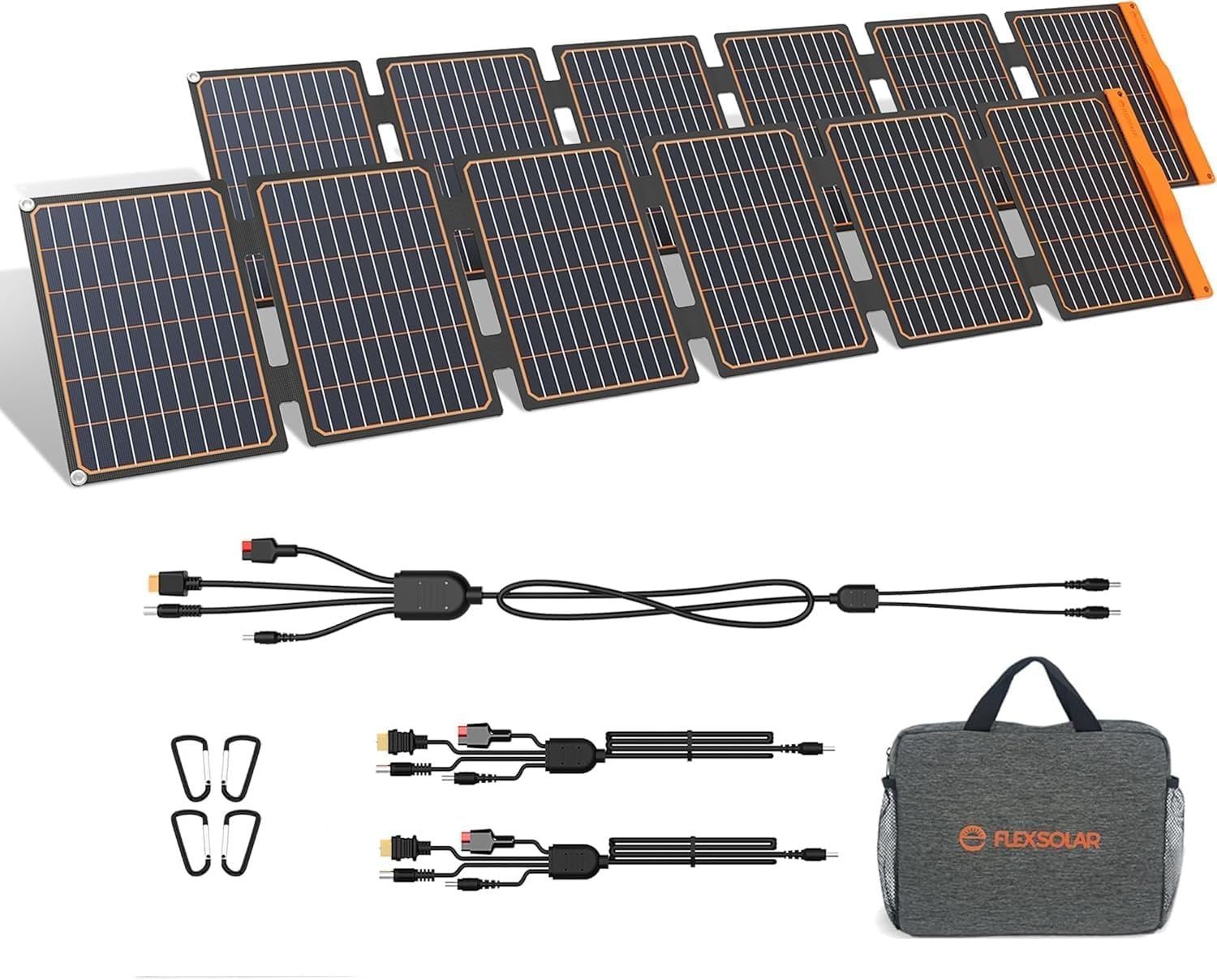 FlexSolar 2 Pack 60W Portable Solar Panels Total 120W IP67 Waterproof Solar Charger with USB-A QC3.0 USB-C PD3.0 DC Output for Power Station Camping RV Off-Grid Emergency Power Supply