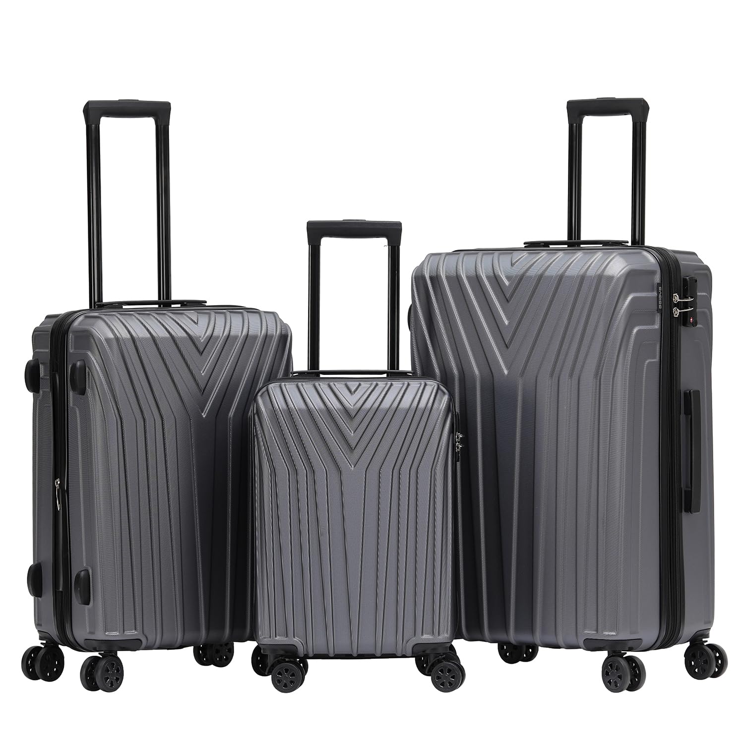 BEIBYE 3-teiliges Kofferset Hartschale, Reisekoffer mit TSA-Schloss, 4 Zwillingsrollen und Teleskopgriff, Erweiterbar bei Größe XL und L (M ohne Erweiterung), Trolley Koffer Set