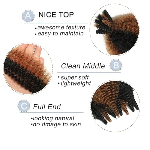 Miniatura 3 de Parceria 8 paquetes de cabello trenzado Marley Twist de 12 pulgadas, resorte afro preesponjado para rastas sintéticas cubanas negras (12 paquetes de