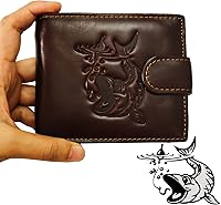 Vista 21 de Hombres Cool Eagle Wolf Caballo Totem Cuero Vaca Vertical Cartera Cremallera Multi-tarjeta Titular, Tótem de caballo, Minimalista