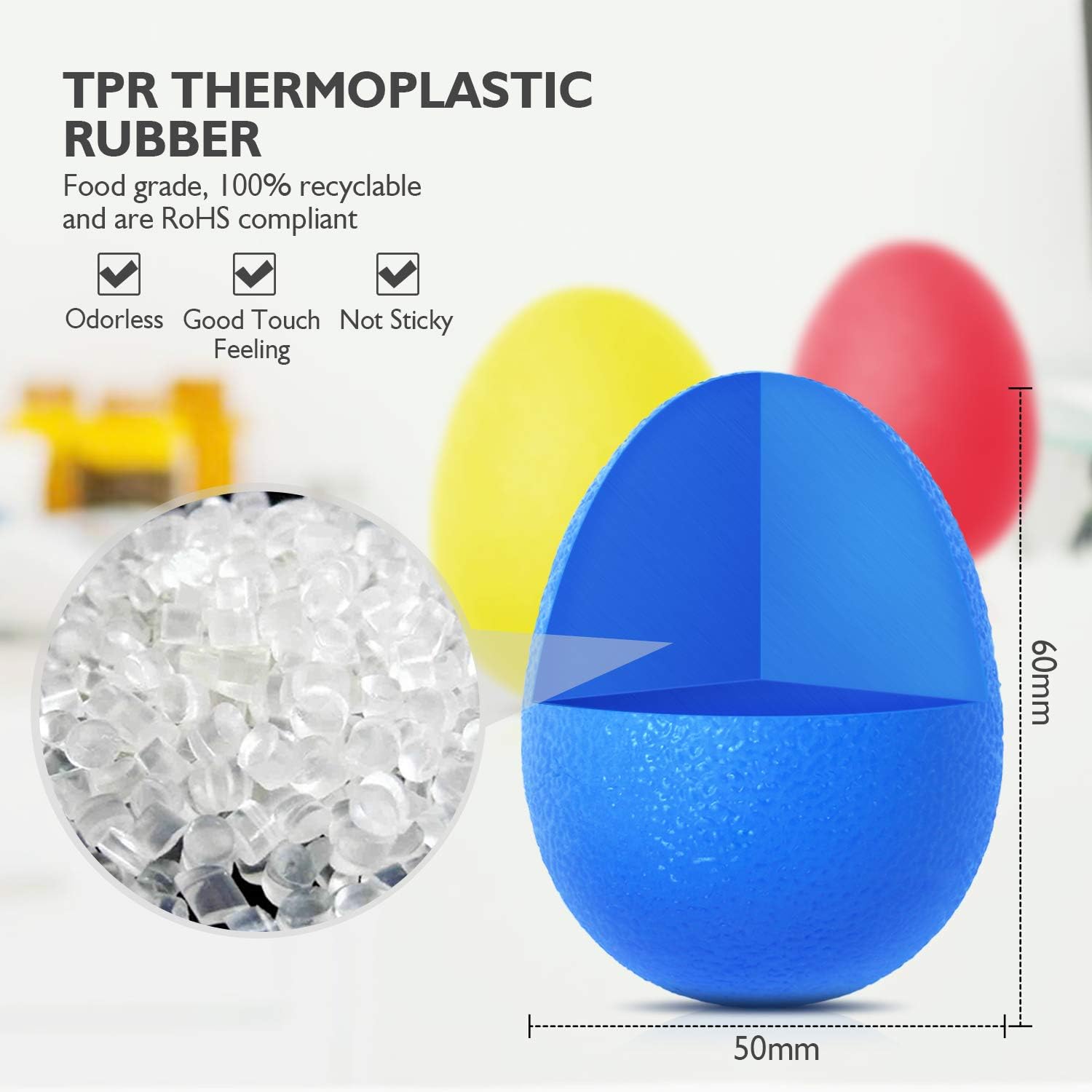 Peradix Hand Grip Strength Trainer, Stress Relief Ball for Adults and Kids, Wrist Rehab Therapy Hand Grip Equipment Ball Squishy - Set of 3 Finger Resistance Exercise Squeezer : Sports & Outdoors