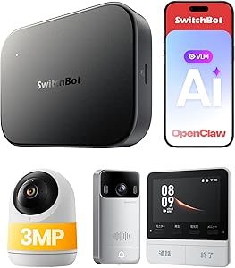 SwitchBot AI ハブ 防犯カメラ 300万画素 テレビドアホン - VLM搭載 アレクサ スイッチボット スマートホーム中枢 パン/チルト 3年保証 インターホン ドアベル 盗難防止