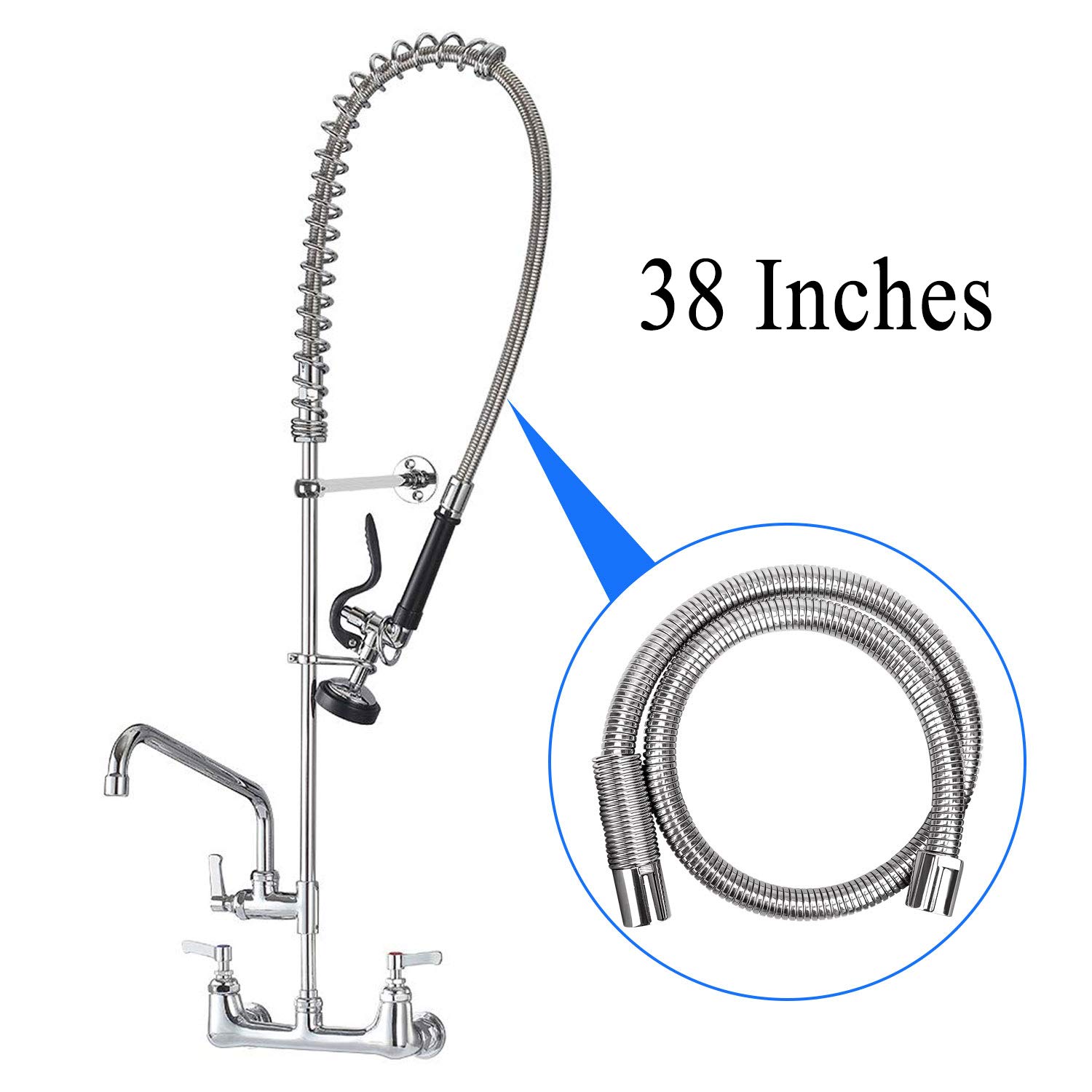 COOLWEST Kit de remplacement de tuyau flexible en acier inoxydable de 96,5 cm pour robinet d'évier de cuisine pré-rinçage de toutes marques commerciales (96 cm)