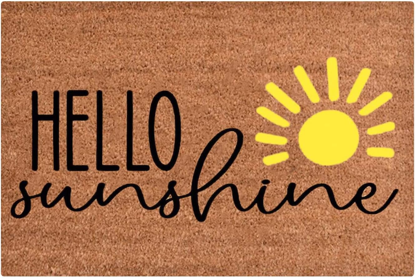 Door Mats Indoor 40 x 60 cm,Door Mat Outdoor & Indoor Dirt Trapper Heavy Duty Washable Rug Non-slip Absorbent Coir Doormat Summer Welcome Sign Hello Sunshine Floor Door Mat for Entrance Floor Mat