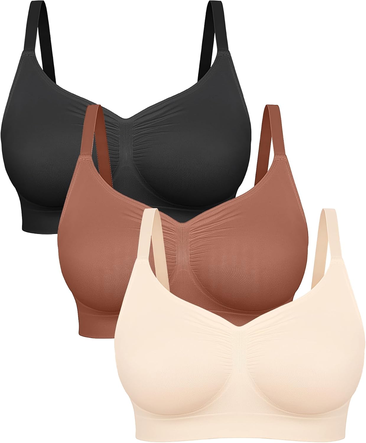 FeelinGirl Bras for Women Wireless Bralettes No Underwire Unlined Seamless Everyday Bras 3-Pack