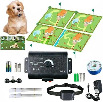 Underground Electric Dog Fence Pet Boundary Containment System, with Rechargeable Waterproof Training Collar & 984Ft Boundary Wire, Covers up to 1.2 Acre, Shock/Tone Correction, for 1 2 3 Dog