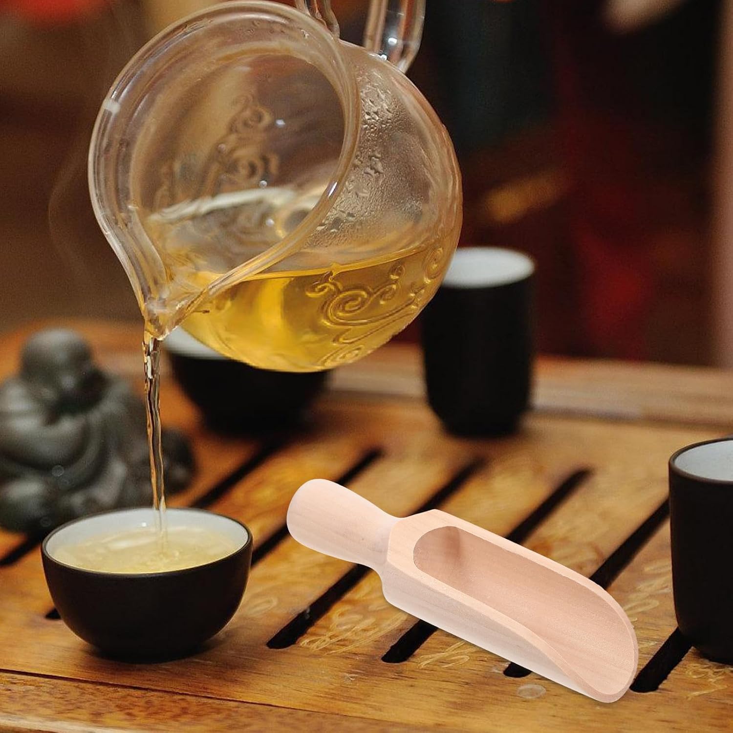 Small Wooden Salt Spoon for Coffee and Tea, Beech Wood