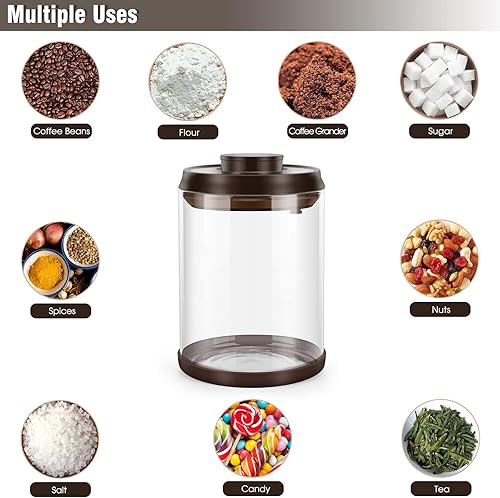 Miniatura 5 de Recipiente de café, contenedor hermético de granos de café, tarro de vidrio grande con válvula de liberación de CO2 unidireccional, contenedor de