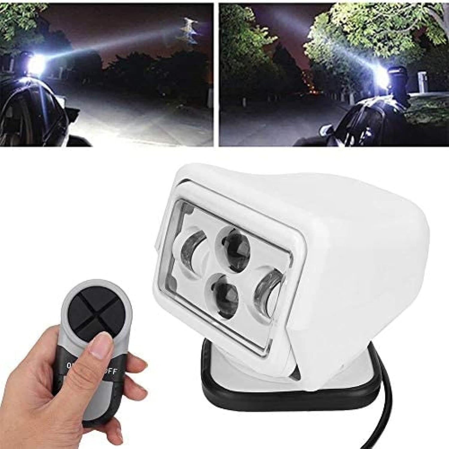 KRASS Boat Searchlight, IP67 Waterproof 60W LED 6800 Lumens Portable Car Remote Control Search Light 6000K Outdoor Marine Spotlight Work Lamp Ceiling Light with Over 50000 Hours Life,Collector88