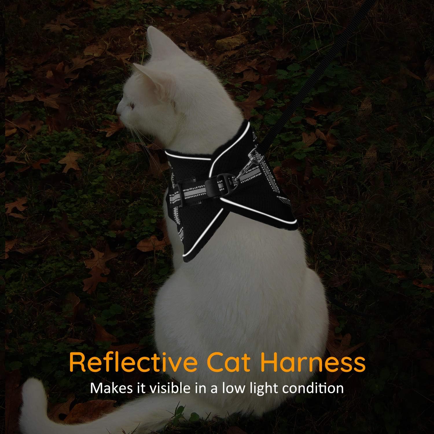 JOYO Cat Harness, Breathable Soft Cat Harness and Lesh, Adjustable Easy Control Kitty Harness Escape Proof with Reflective Strap, Size S: Chest Girth:12.3-14.4 in, Weight 4.5-7.7 lb