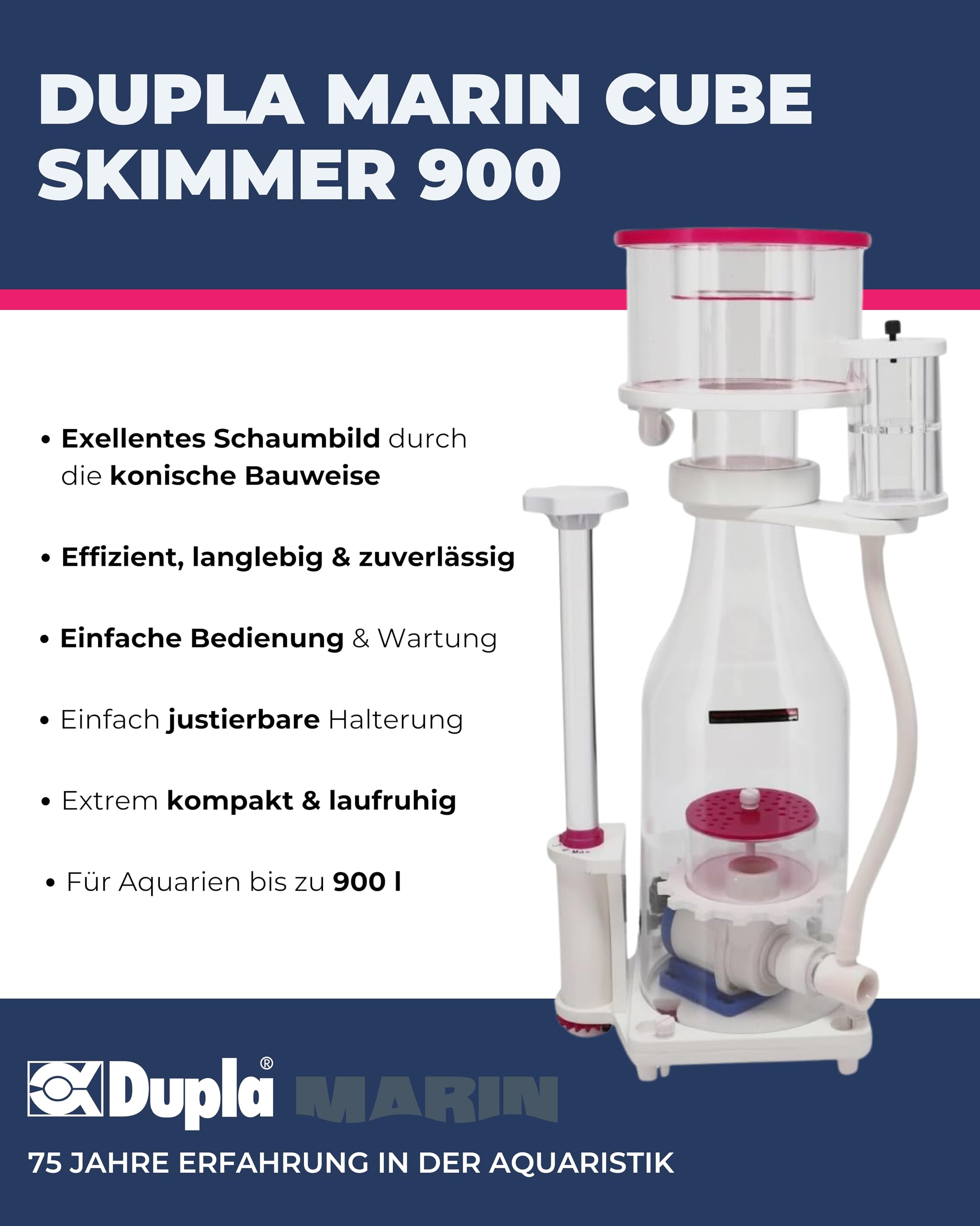 Dupla Marin Cube Skimmer 900 I Eiweißabschäumer für Meerwasseraquarien bis 900 L I kompakt & leistungsstark I Aquarienabschäumer für effiziente Entfernung organischer Abfallstoffe