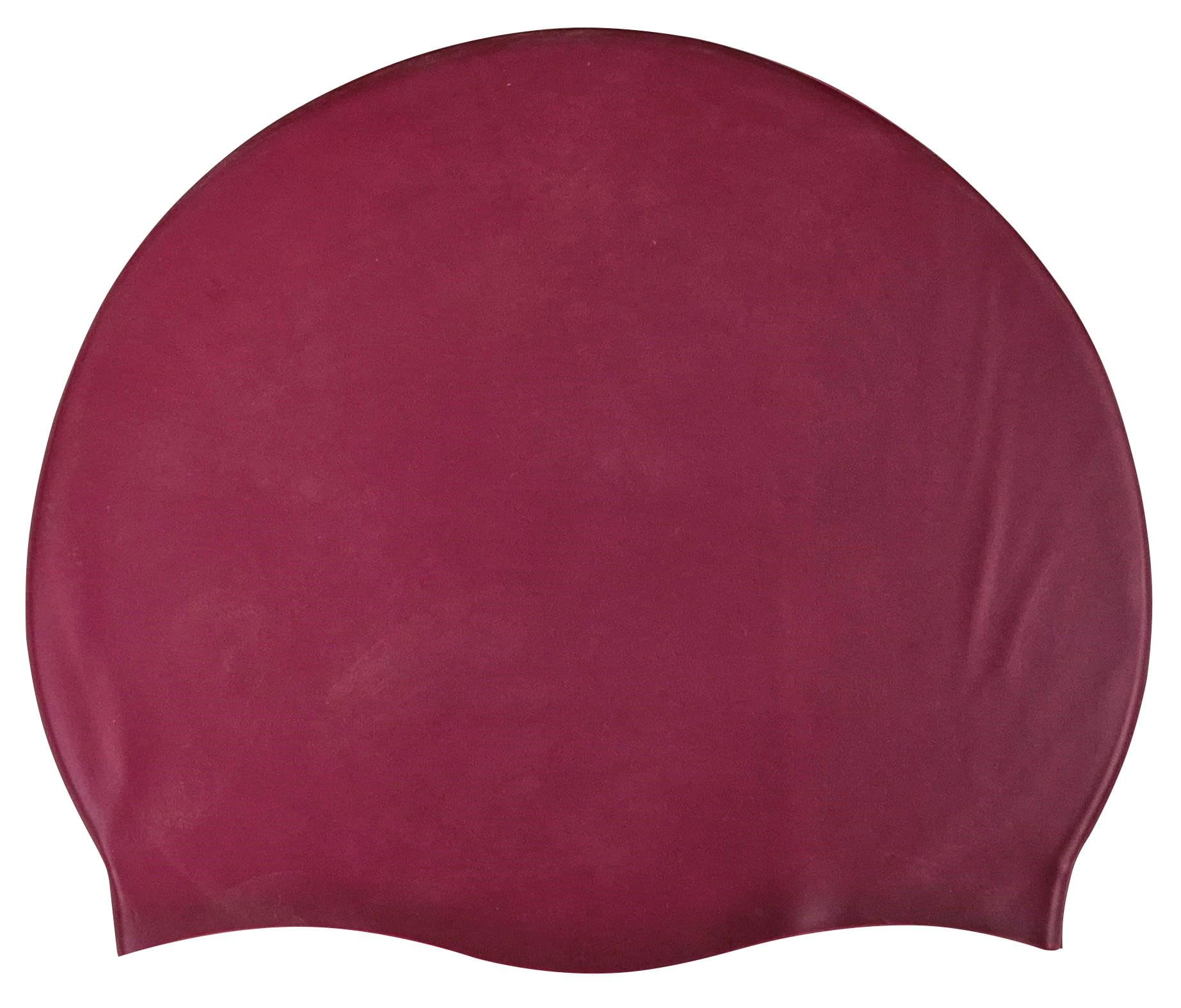 CHEX Stretchy Silicone Unisex Women Men One Piece Swimming Hat Swim Cap Plain Unbranded Fluo Dark Pastel Colours One Size Adults 8+ Years Easy Pull On Swim Hat (Maroon)