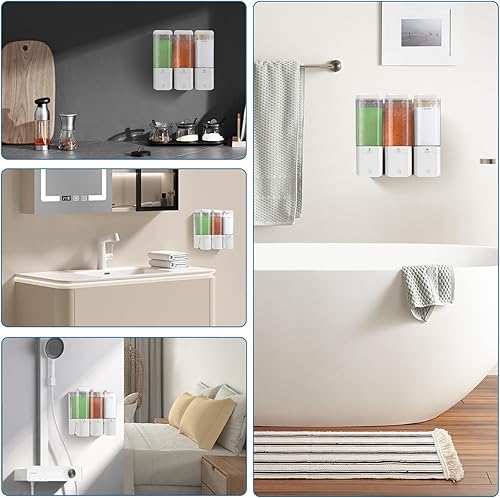 Miniatura 6 de Dispensador de jabón de ducha, sin taladro, ranura de actualización, para instalar champú y acondicionador, dispensador de champú montado en la