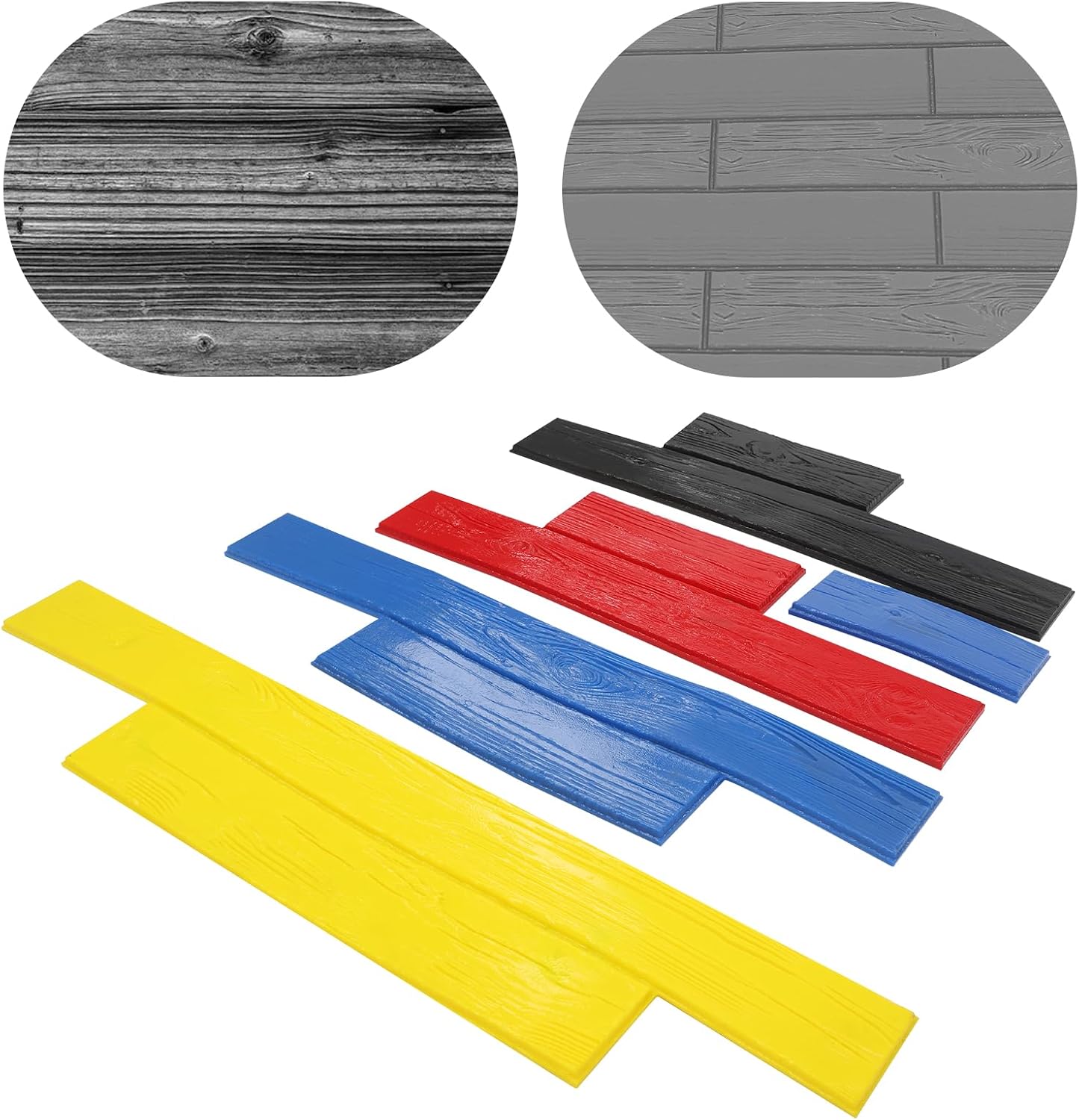 5PCS Concrete Stamps Set, Concrete Wall Floor Mats Stamping Mold, Polyurethane PU Seamless Stamp Cement Wood Texture Slate Mat for Outdoor Imprint Texture Decorative Patio Garden Hotel