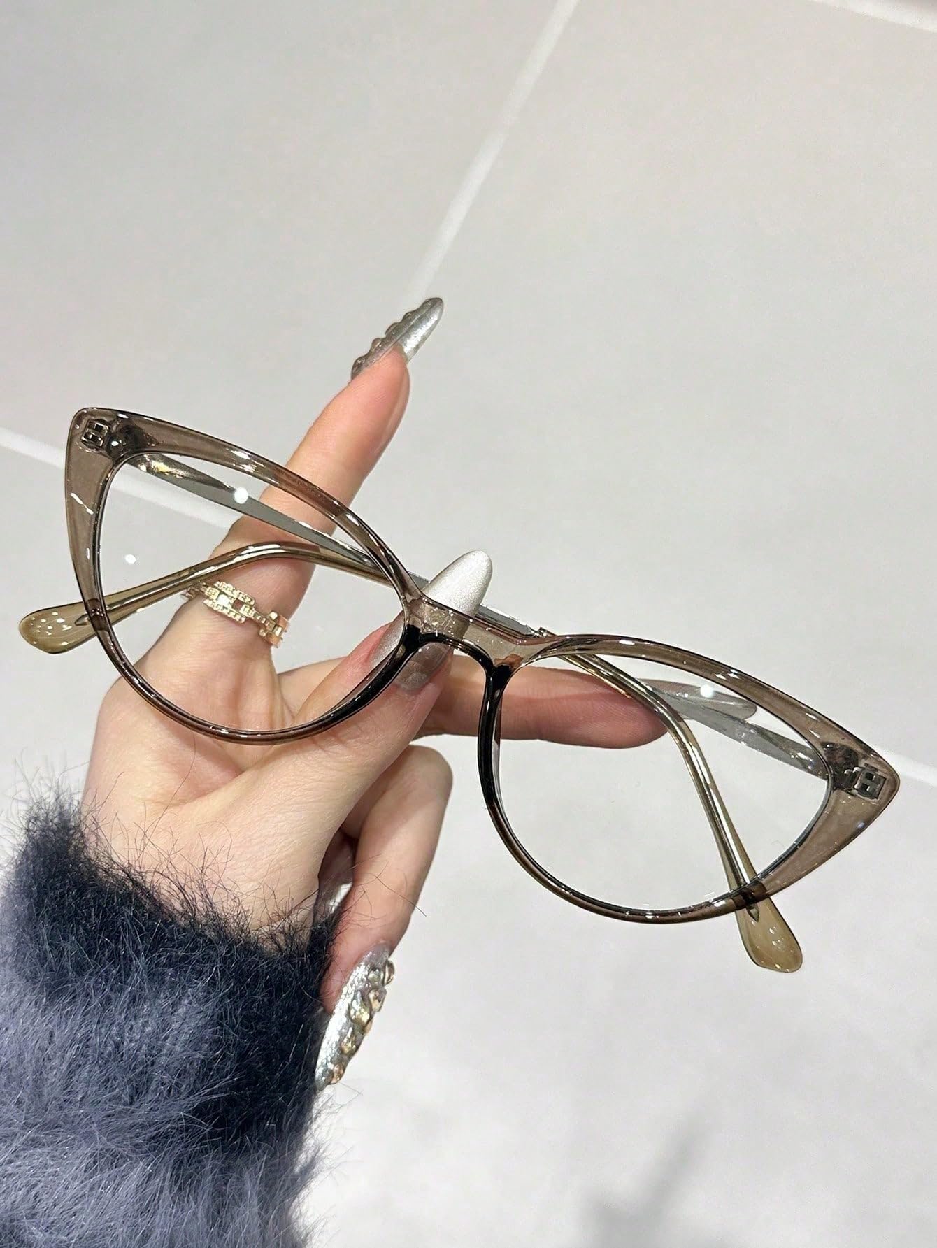1/2/3 gafas transparentes de plástico con diseño de ojo de gato, marco completo, moderno, simple, para mujer, para la vida cotidiana, regalo de vacaciones adecuado — view 8
