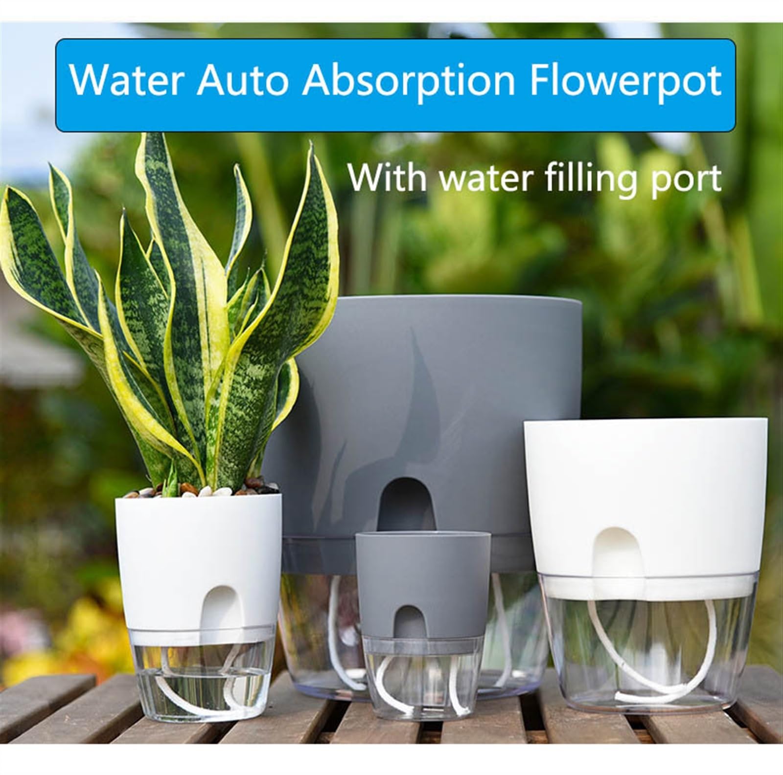 Plant bloempotten- Plantenpotten Transparante dubbele binnenpottenset met katoenen touw Water geven Kleine plantenpotten met watervuller Plastic plantenbakken Klein huis Plantenbakken(Wit,Medium Plant bloempotten- Plantenpotten Transparante dubbele binnenpottenset met katoenen touw Water geven Kleine plantenpotten met watervuller Plastic plantenbakken Klein huis Plantenbakken(Wit,Medium