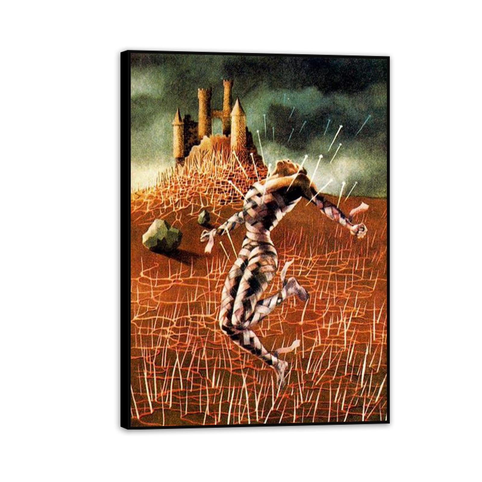 MYCGGDGH Remedios Varo Canvas Wall Art Reproductions of Famous Paintings Rheumatic pain Surrealist Canvas Painting Wall Decor for Living Room Bedroom Home Decor 70x50cm(28x20in) Black Framed