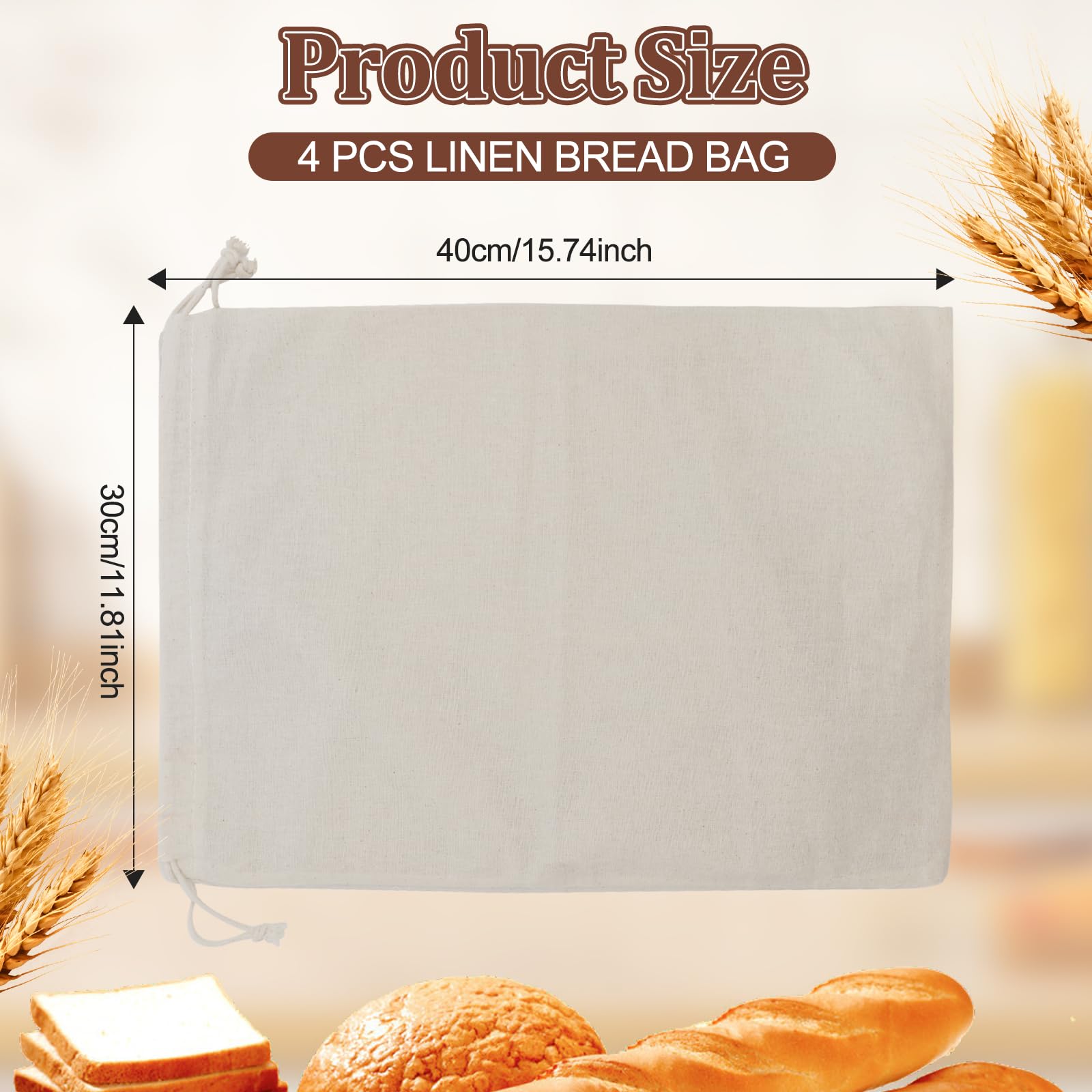 Sac à Pain En Lin Avec Cordon De Serrage : Rangement