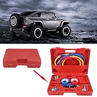 Vista 2 de Juego de manómetros de diagnóstico de CA, juego de manómetros de aire acondicionado R134a con herramienta de manguera de carga de 5 pies, manómetros