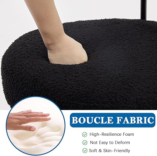 Miniatura 5 de Boucle - Juego de 4 sillas de comedor modernas de mediados de siglo con respaldo curvado y marco de metal, sillas de comedor tapizadas redondas para