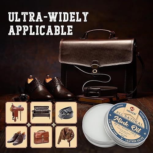 Miniatura 4 de MEKER Aceite de visón, aceite de visón para botas de cuero, acondicionador de cuero natural con esponja, restauración de zapatos, chaquetas,