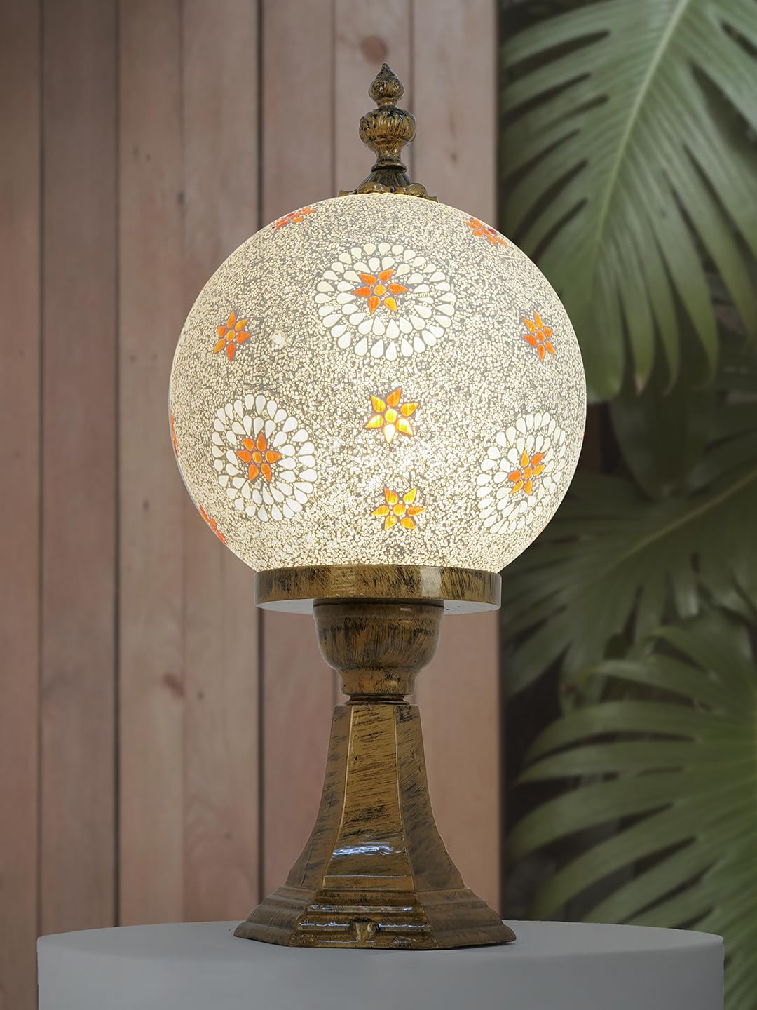 Fos Lighting Traditional Pedestal Gate Light | Hand-Made Multicolor Mosaic Glass Globe-picture-12