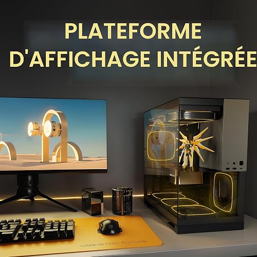Geometric Future M5 Tempered Glass Mid Tower, E-ATX/ATX Gaming Case, 1.2mm Steel, Type C, Toolless Panels, Support 420/360 Radiator, ARGB PWM 140m fan x 5 Pre-Installed, Black/Grey, GEO-M5F-BG - 7