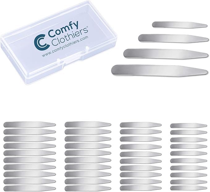 Metal Collar Stays for Men's Dress Shirts (40Pack, Multiple Lengths